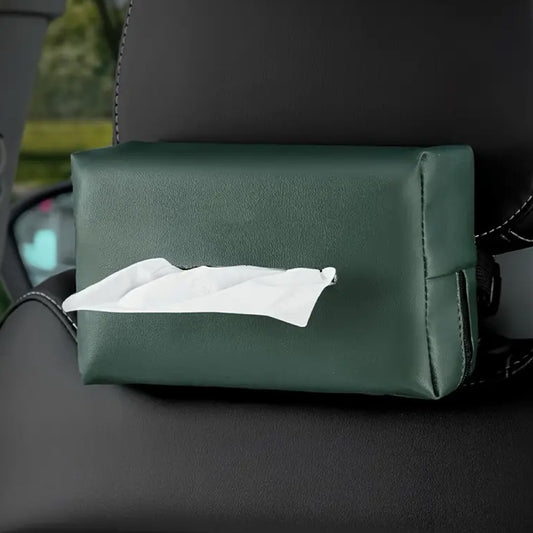 Portapañuelos para auto de cuero sintético