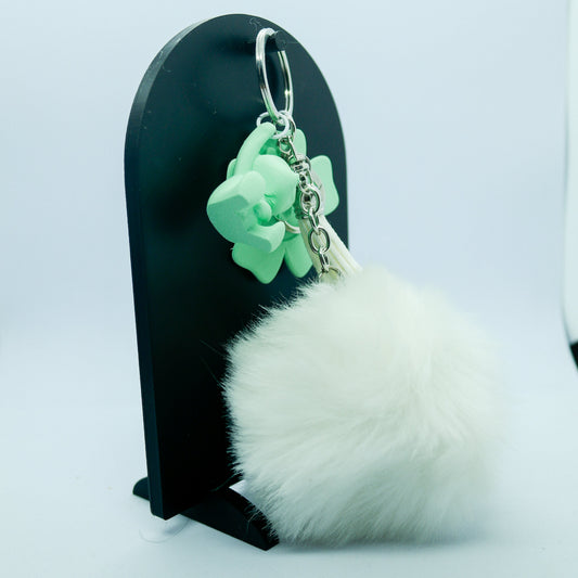 Colgante para Bolsa con Pom Pom, Flor y Osito – Estilo Cute