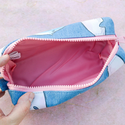 Estuche Stitch Azul Estilo Denim – Diseño Súper Tierno