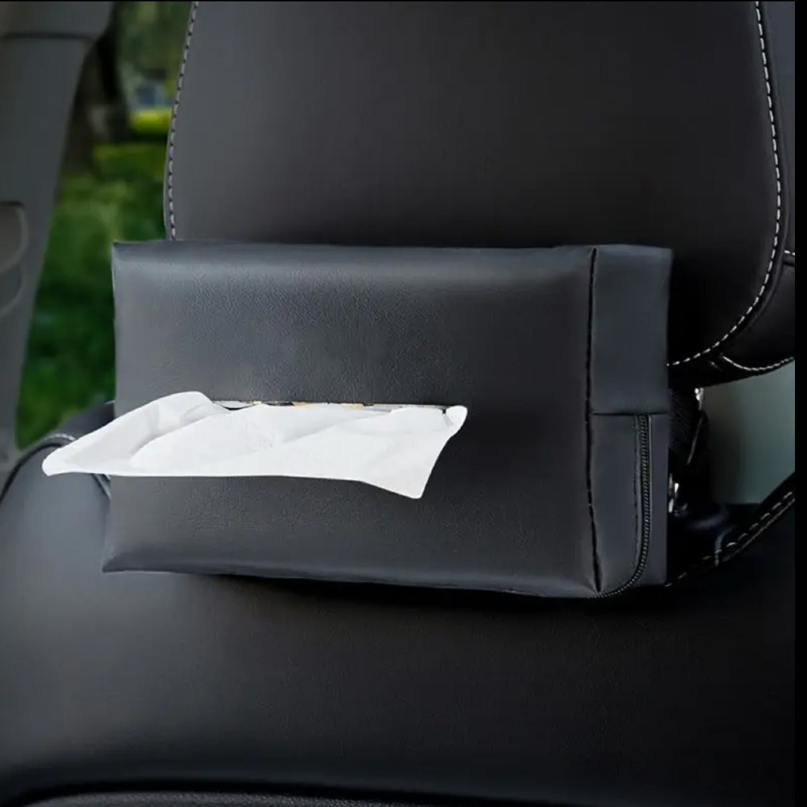 Portapañuelos para auto de cuero sintético