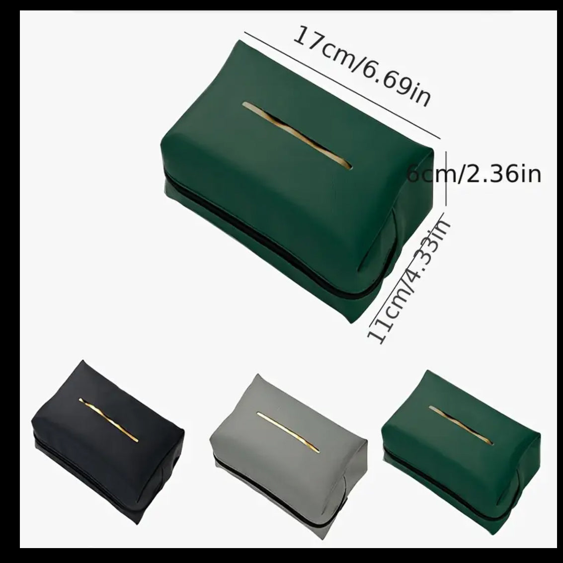 Portapañuelos para auto de cuero sintético