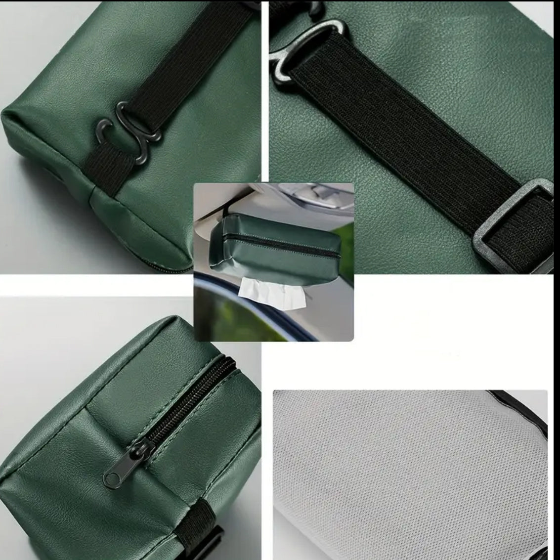 Portapañuelos para auto de cuero sintético