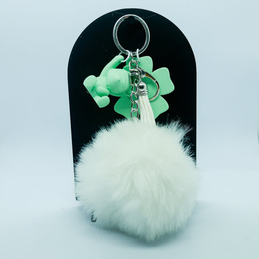 Colgante para Bolsa con Pom Pom, Flor y Osito – Estilo Cute