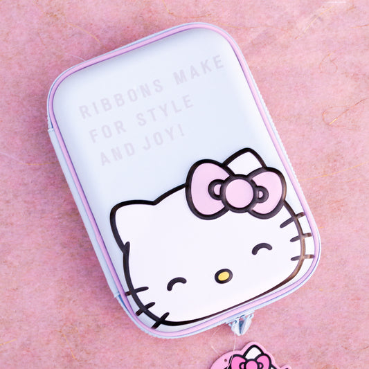Estuche Hello Kitty Rosa &amp; Celeste – Ribbons Make for Style and Joy | Pencil Case Sanrio